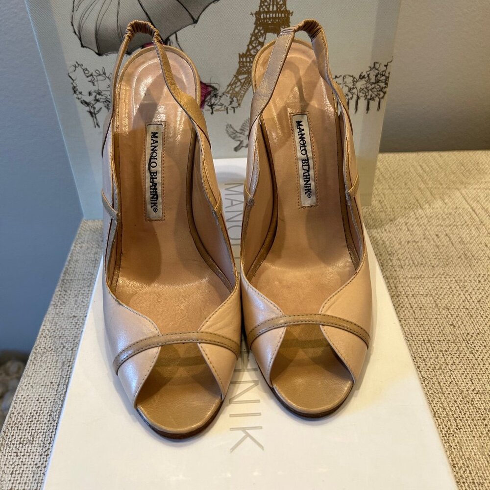 Manolo Blahnik Ostrovsky Peep-Toe Slingback